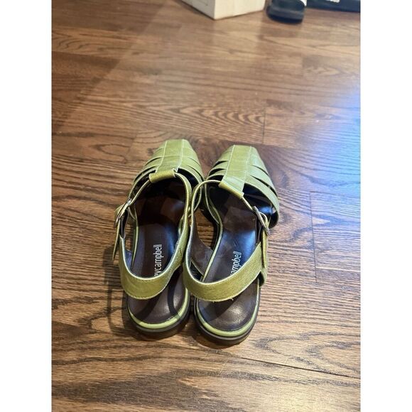 Anthropologie Jeffrey Campbell Landen Sandal Fisherman Green Leather 5.5 NEW - Picture 6 of 9